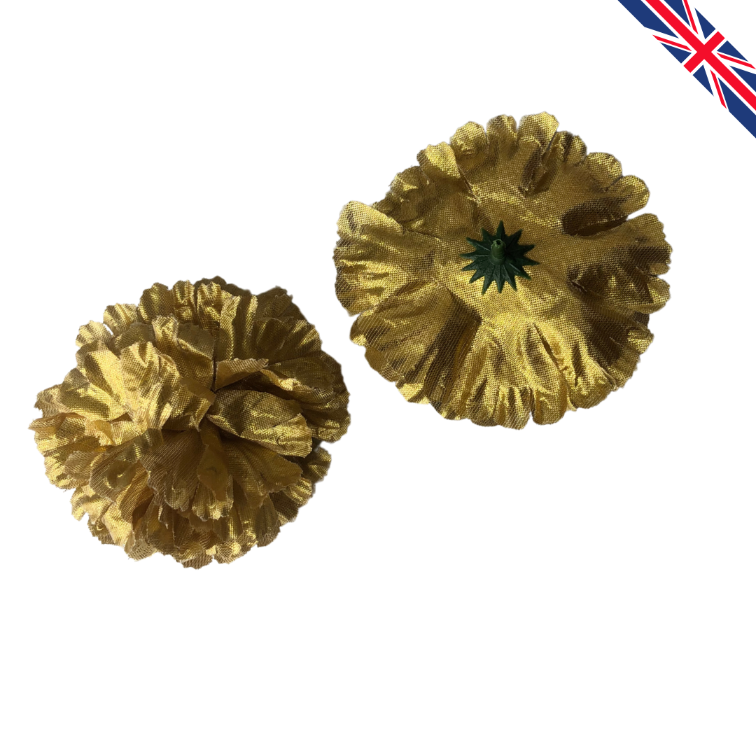Gold Artificial Silk Flower Heads – 50 Pcs (9 cm)