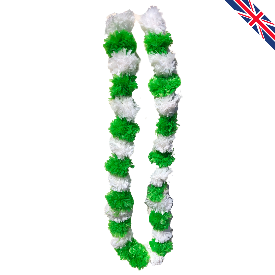Green & White Artificial Marigold Flower Garlands – 5 Pack (5ft) | Dual Colour Indian & Pakistani Wedding, Haldi, Mehndi, Dholki, Sangeet & Festival Hanging Décor