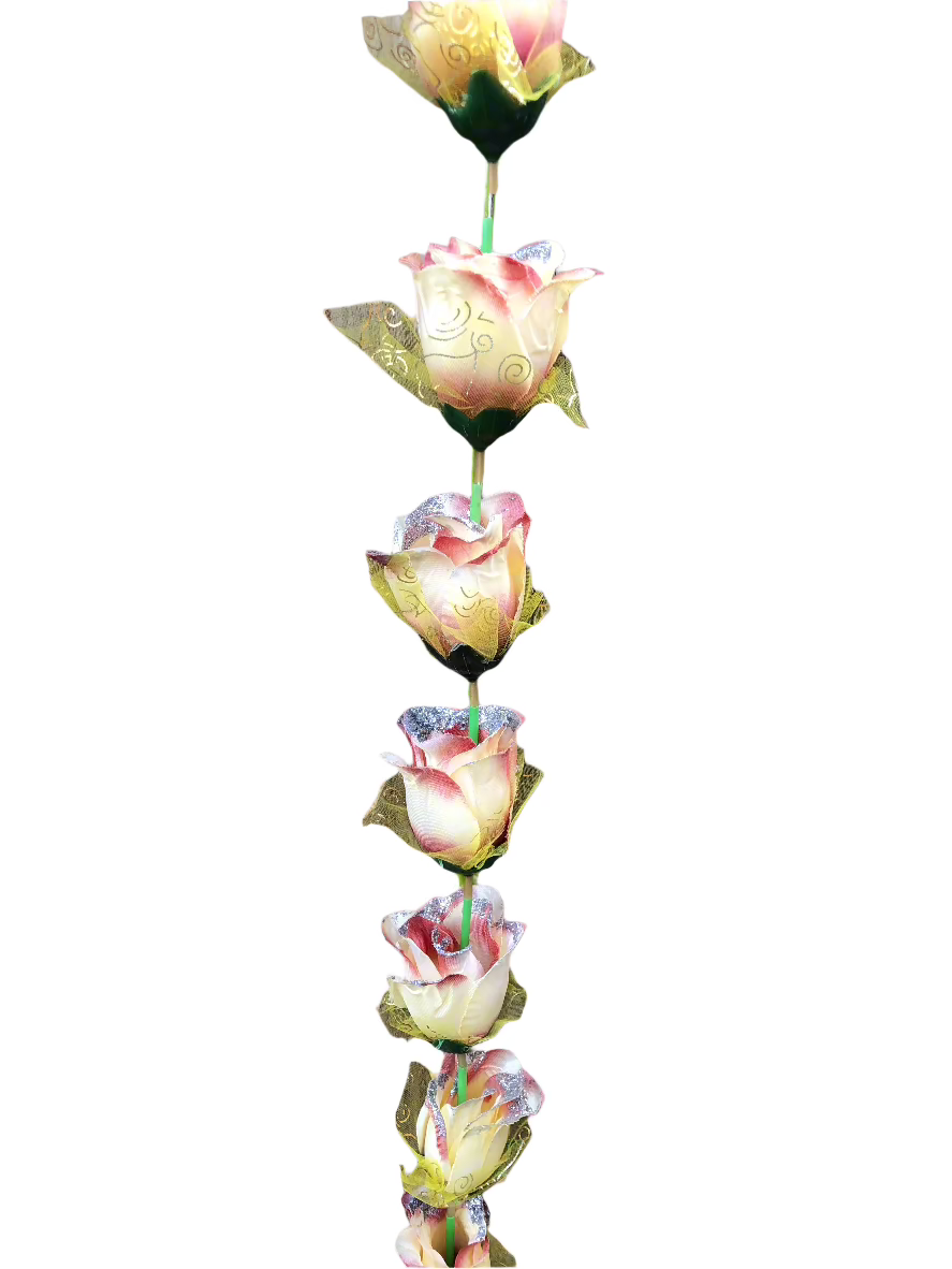Soft Cream Artificial Rose Flower Garlands R001 – 2 Pack (5ft) | Indian & Pakistani Wedding, Haldi, Mehndi, Dholki, Sangeet & Festival Hanging Décor