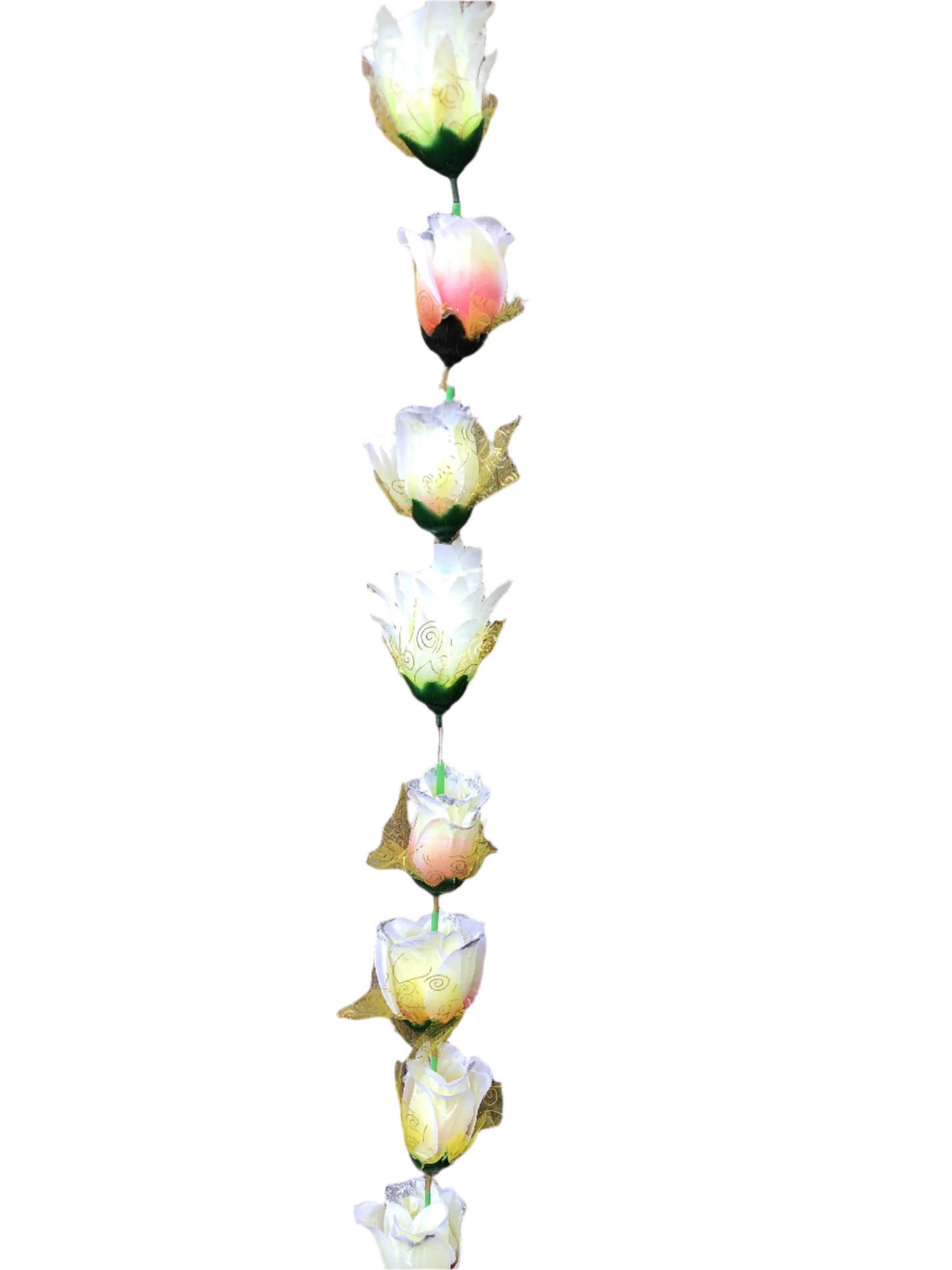 White Mix Artificial Rose Flower Garlands R007 – 2 Pack (5ft) | Indian & Pakistani Wedding, Haldi, Mehndi, Sangeet & Festival Décor