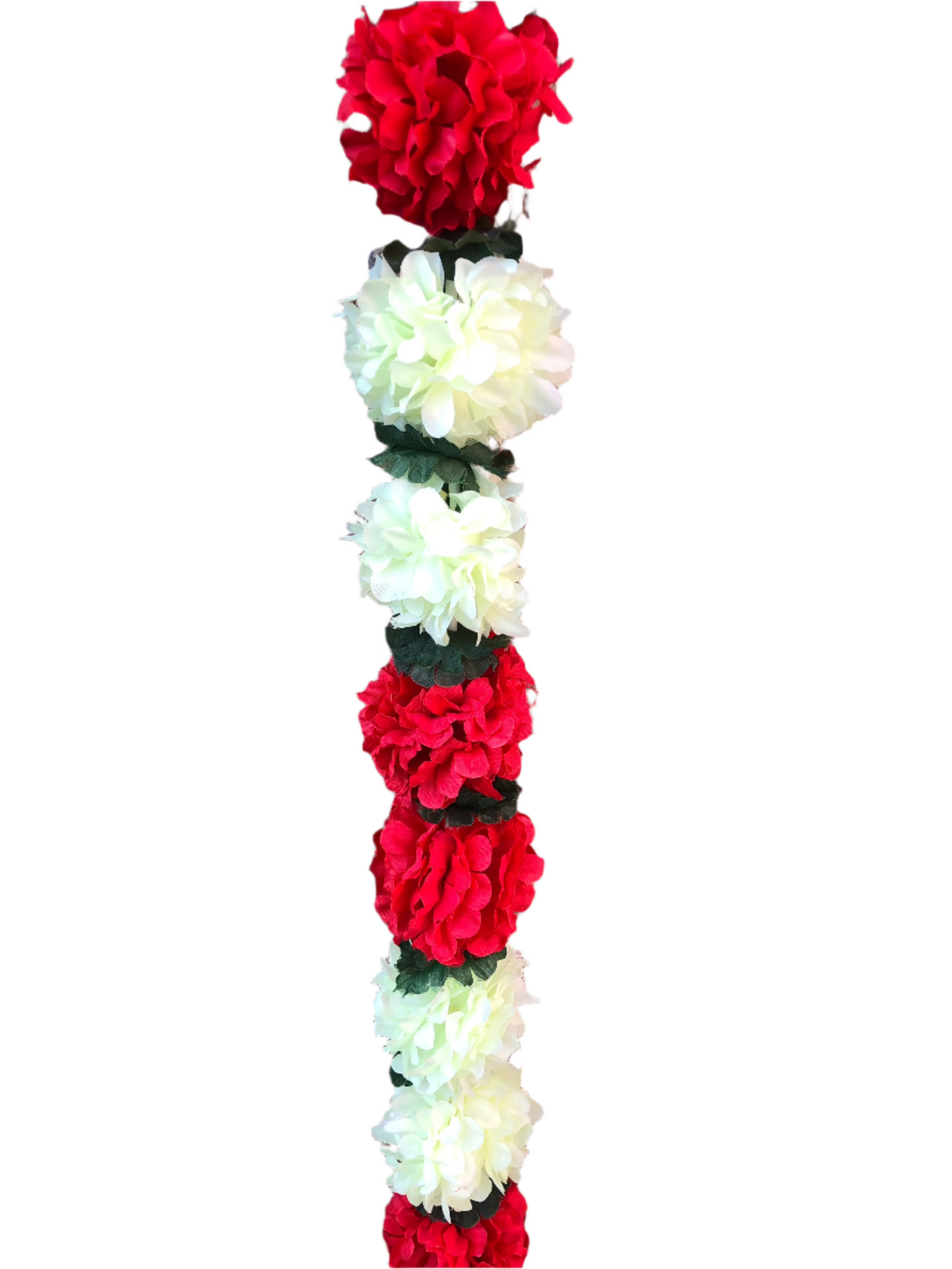 Red & Off-White Artificial Flowers Deluxe Garlands MX001 – 2 Pack (6ft) | Indian & Pakistani Wedding, Haldi, Mehndi, Sangeet & Festival Décor