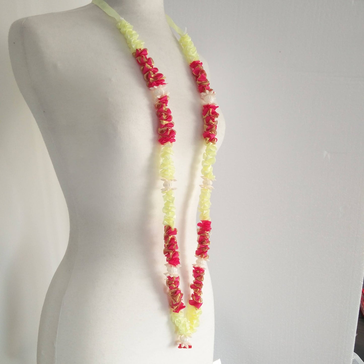 Milni Haar MH003 - Artificial Satin Ribbon Flower Neck Garland (60cm) | Indian & Pakistani Wedding Ceremony