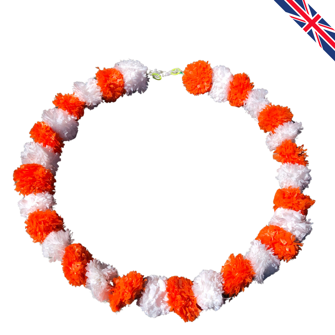 Orange & White Artificial Marigold Flower Garlands – 5 Pack (5ft) | Dual Colour Indian & Pakistani Wedding, Haldi, Mehndi, Dholki, Sangeet & Festival Hanging Décor