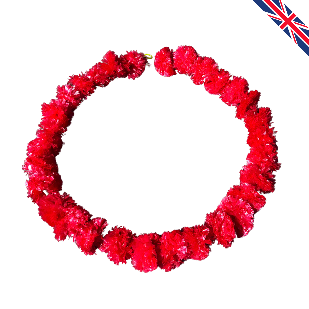 Red Artificial Marigold Flower Garlands – 5 Pack (5ft) | Indian & Pakistani Wedding, Haldi, Mehndi, Dholki, Sangeet & Festival Hanging Décor