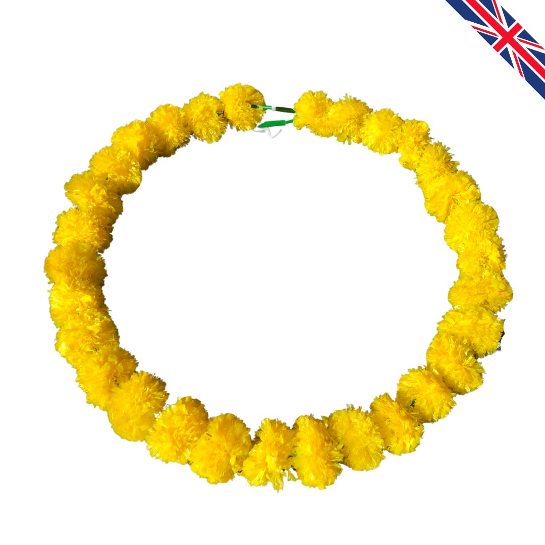 Yellow Artificial Marigold Flower Garlands – 5 Pack (5ft) | Indian & Pakistani Wedding, Haldi, Mehndi, Dholki, Sangeet & Festival Hanging Décor