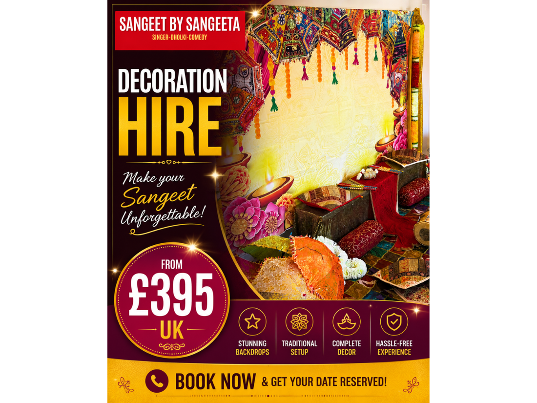 Beautiful Ladies Sangeet &amp; Mehndi Décor Hire From £395 Across the UK