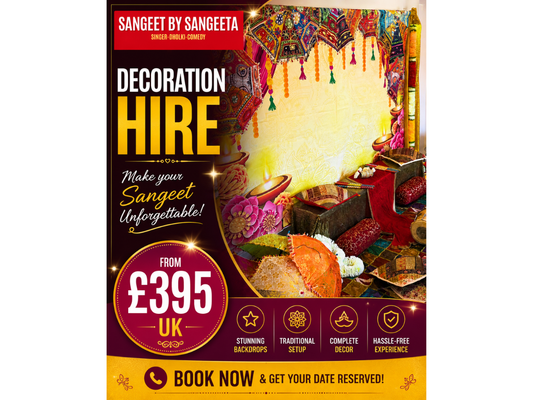 Beautiful Ladies Sangeet &amp; Mehndi Décor Hire From £395 Across the UK