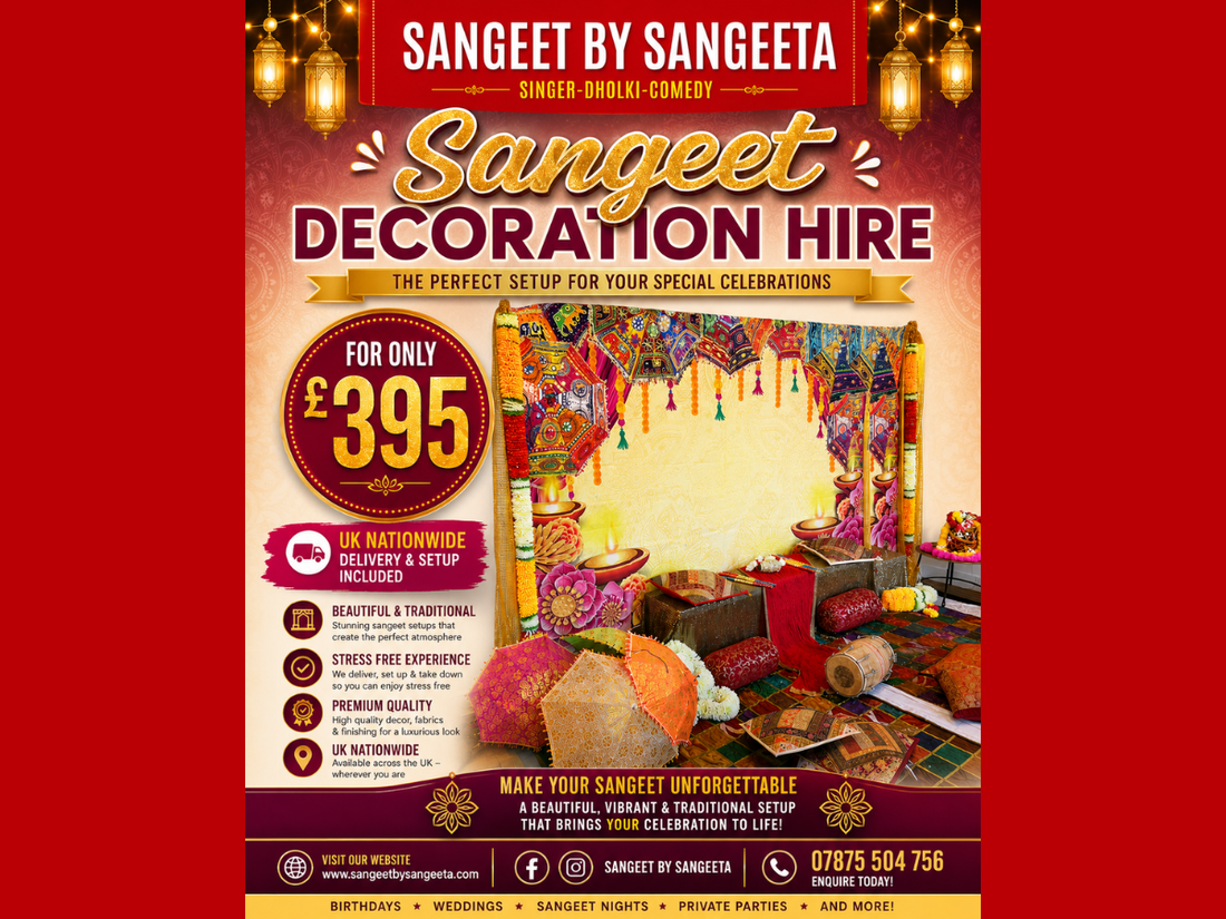 Beautiful Sangeet Decoration Hire for Only £395 – Available Across the UK