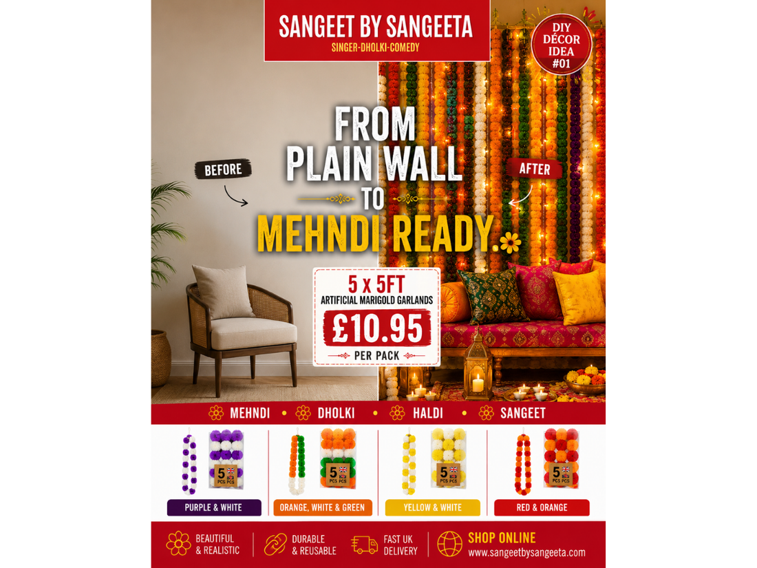 From Plain Wall to Mehndi Ready: Transform Your Celebration with Artificial Marigold Garlands