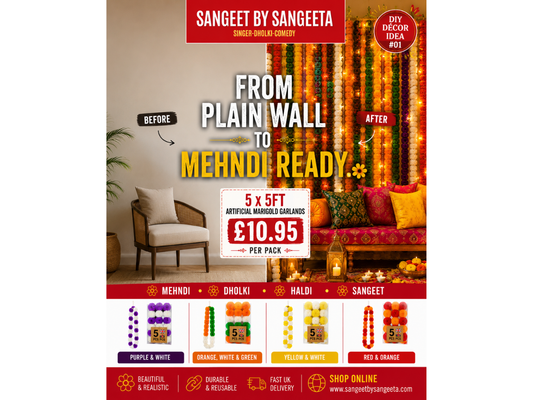 From Plain Wall to Mehndi Ready: Transform Your Celebration with Artificial Marigold Garlands