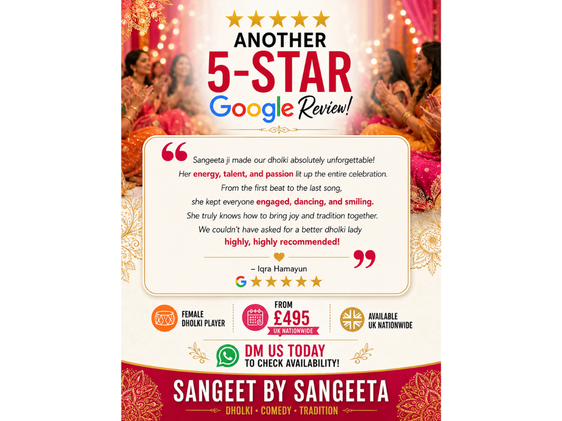 Another 5-Star Google Review for Sangeet by Sangeeta – Thank You for Your Kind Words!