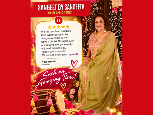 ⭐⭐⭐⭐⭐ “Such an Amazing Time!” – Another Wonderful Dholki Review for Sangeet By Sangeeta 🥁❤️