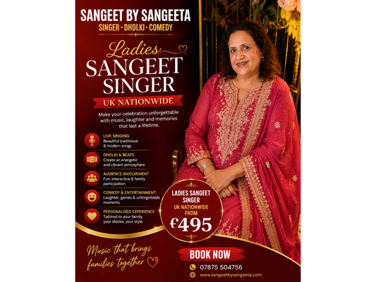 Ladies Sangeet Singer UK Nationwide From £495 – Create Memories That Last a Lifetime