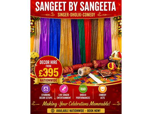 Beautiful Ladies Sangeet Décor Hire from £395 – UK Nationwide