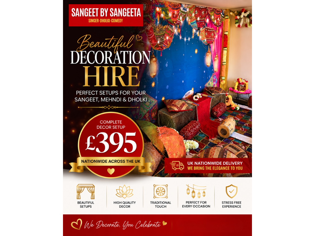 Beautiful Ladies Sangeet Decoration Hire from £395 – Available UK Nationwide