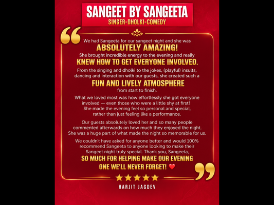 ⭐⭐⭐⭐⭐ “She Knew How to Get Everyone Involved!” – A Wonderful Sangeet By Sangeeta Review