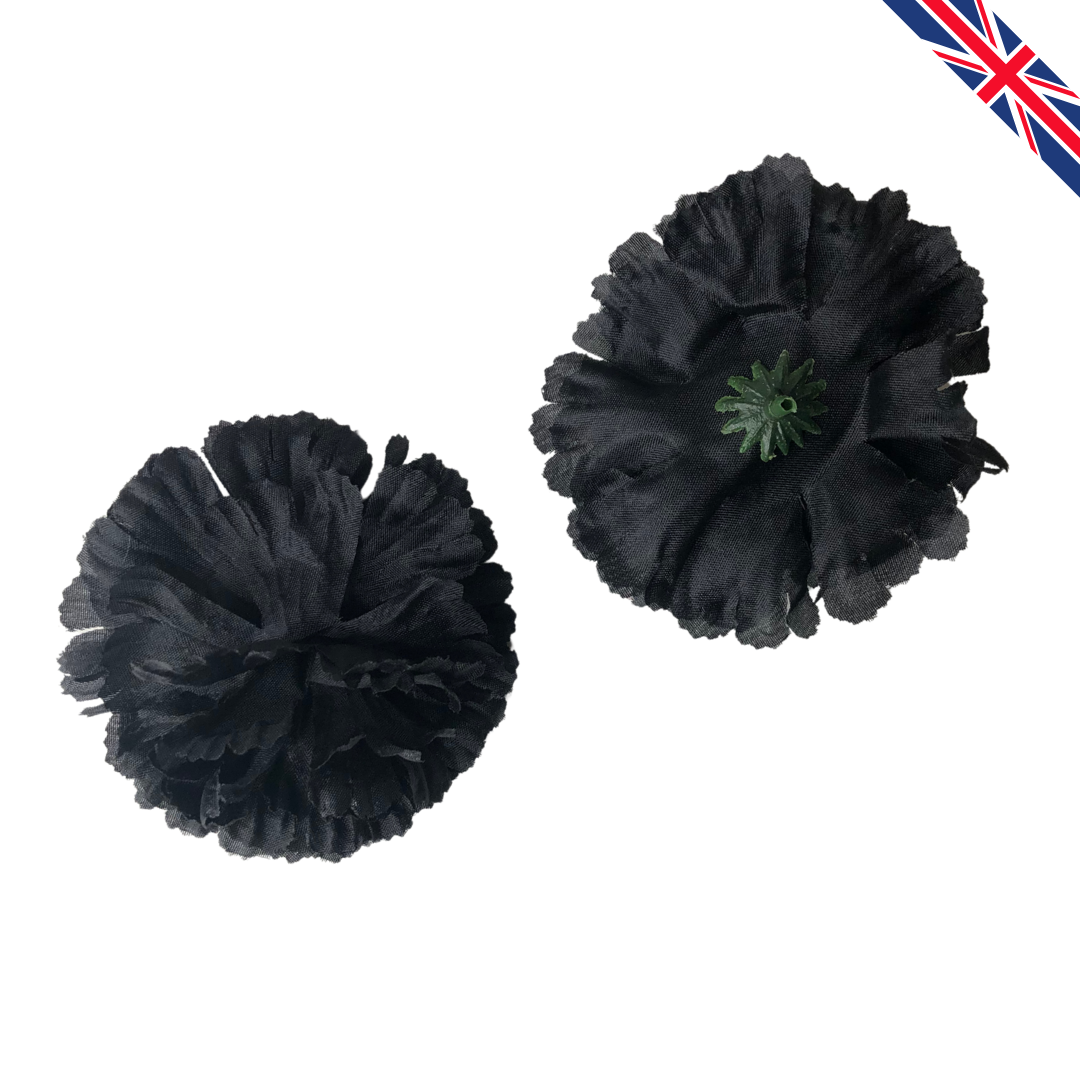 Black Artificial Silk Flower Heads – 50 Pcs (9 cm)