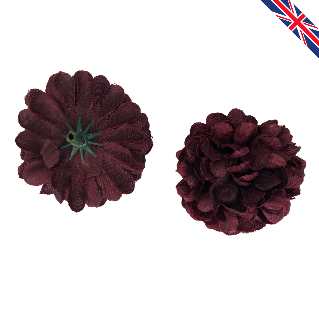 Burgundy Artificial Silk Carnation Flower Heads – 50 Pcs (5 cm)