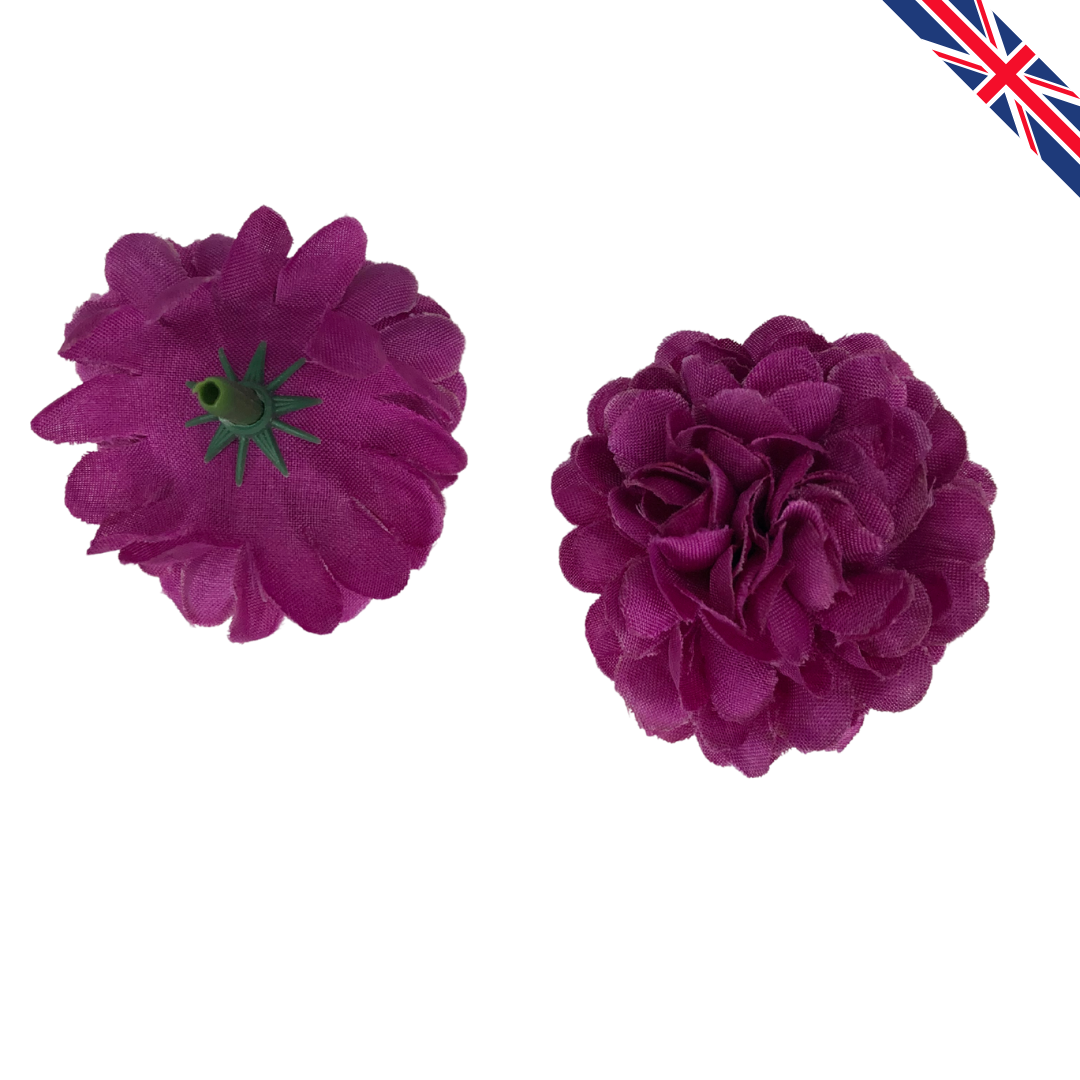 Fuchsia Artificial Silk Carnation Flower Heads – 50 Pcs (5 cm)