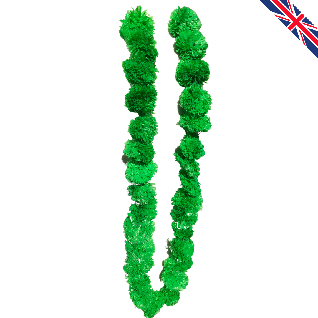 Green Artificial Marigold Flower Garlands – 5 Pack (5ft) | Indian & Pakistani Wedding, Haldi, Mehndi, Sangeet & Festival Décor