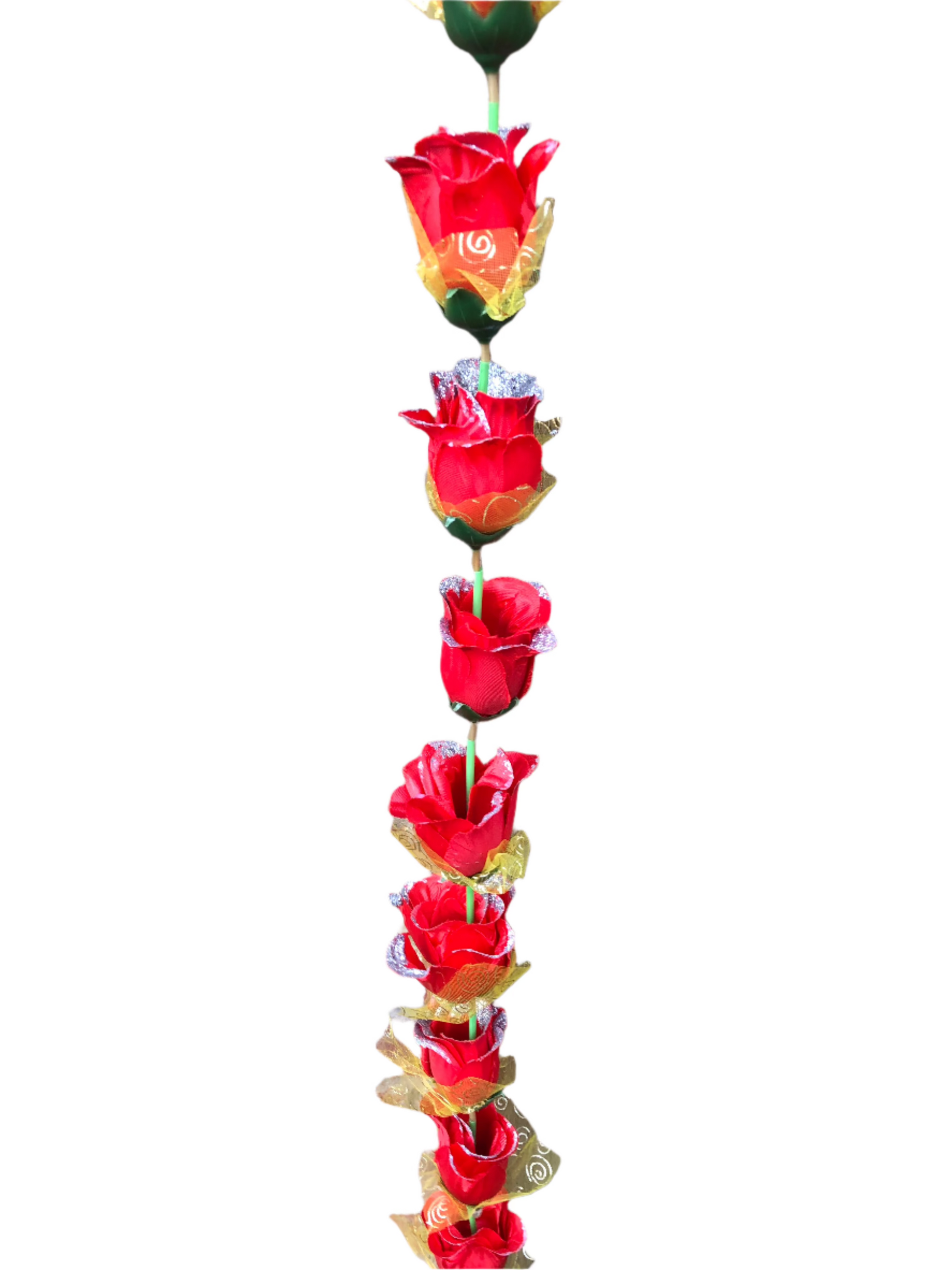 Red Glow Artificial Rose Flower Garlands R003 – 2 Pack (5ft) | Indian & Pakistani Wedding, Haldi, Mehndi, Sangeet & Festival Décor