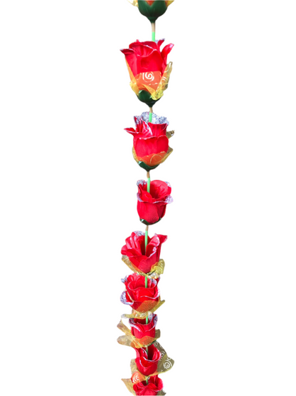 Red Glow Artificial Rose Flower Garlands R003 – 2 Pack (5ft) | Indian & Pakistani Wedding, Haldi, Mehndi, Sangeet & Festival Décor
