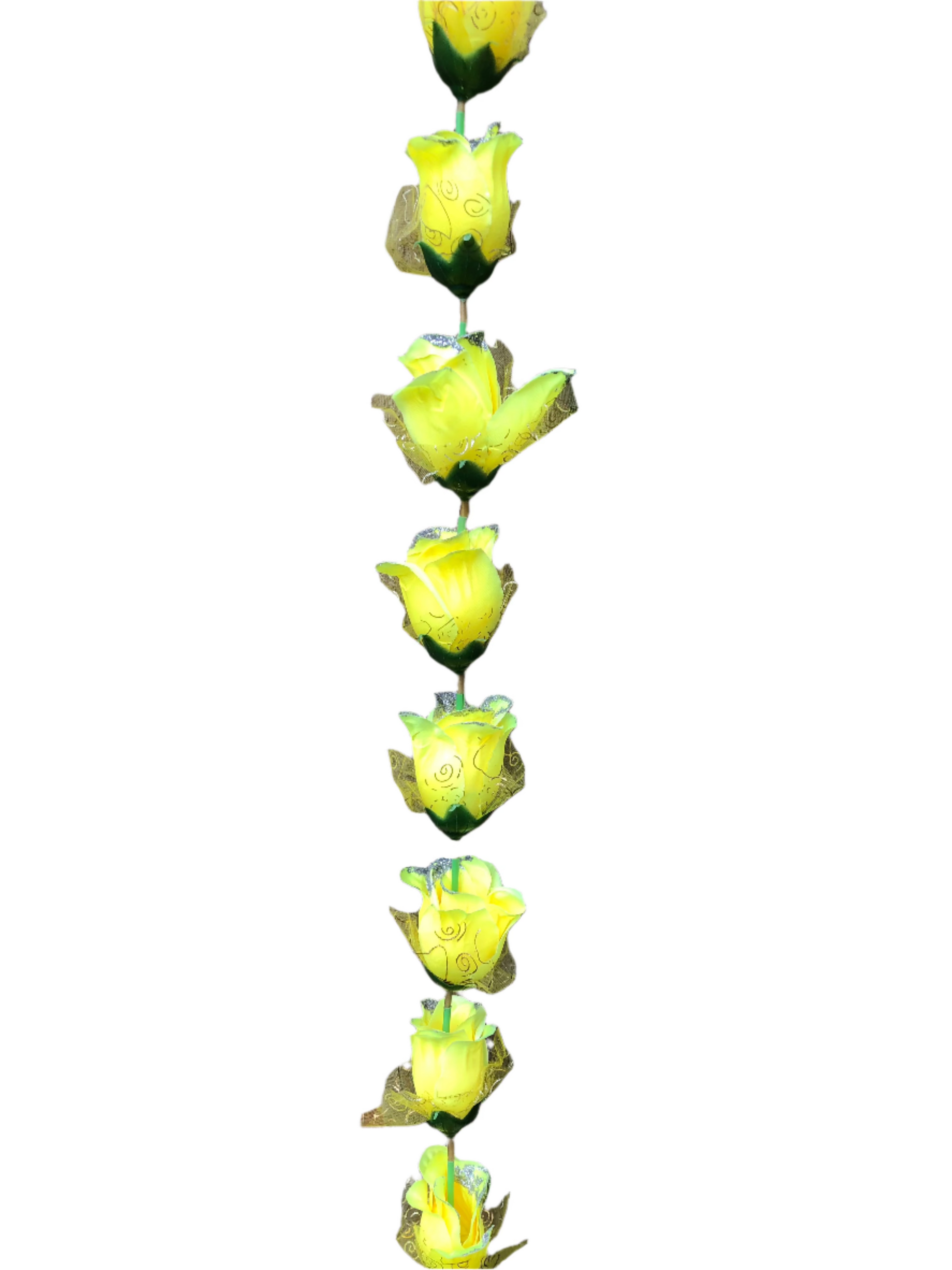 Yellow Artificial Rose Flower Garlands R004 – 2 Pack (5ft) | Indian & Pakistani Wedding, Haldi, Mehndi, Sangeet & Festival Décor