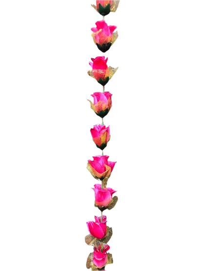 Magenta Artificial Rose Flower Garlands R005 – 2 Pack (5ft) | Indian & Pakistani Wedding, Haldi, Mehndi, Sangeet & Festival Décor