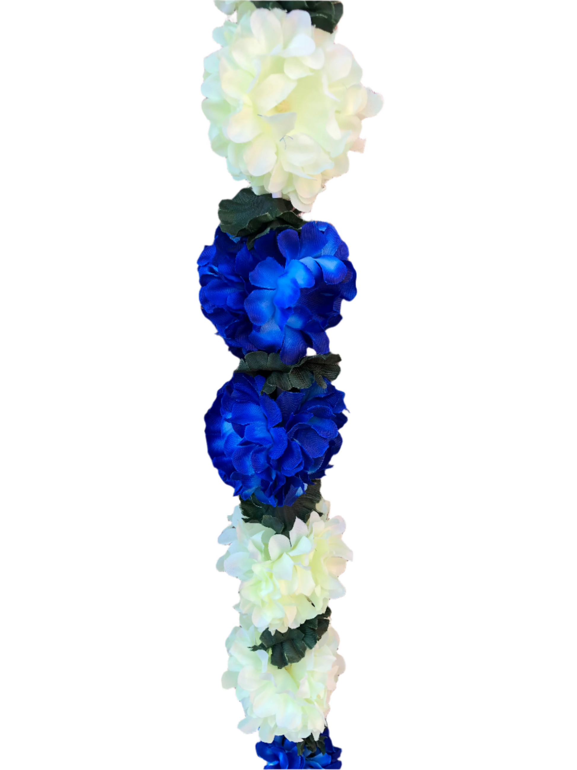 Royal Blue & Off-White Artificial Flowers Deluxe Garlands MX002 – 2 Pack (6ft) | Indian & Pakistani Wedding, Haldi, Mehndi, Sangeet & Festival Décor