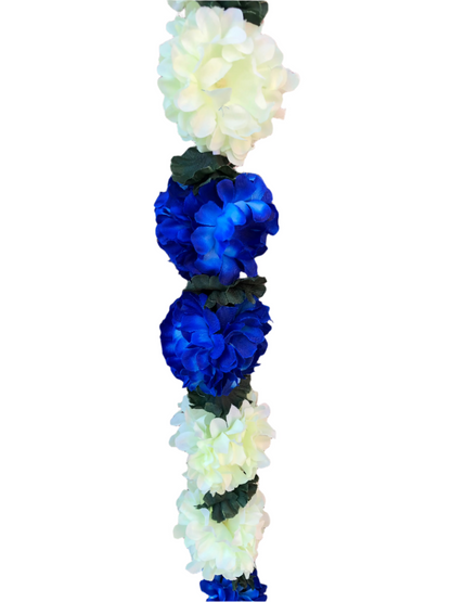 Royal Blue & Off-White Artificial Flowers Deluxe Garlands MX002 – 2 Pack (6ft) | Indian & Pakistani Wedding, Haldi, Mehndi, Sangeet & Festival Décor