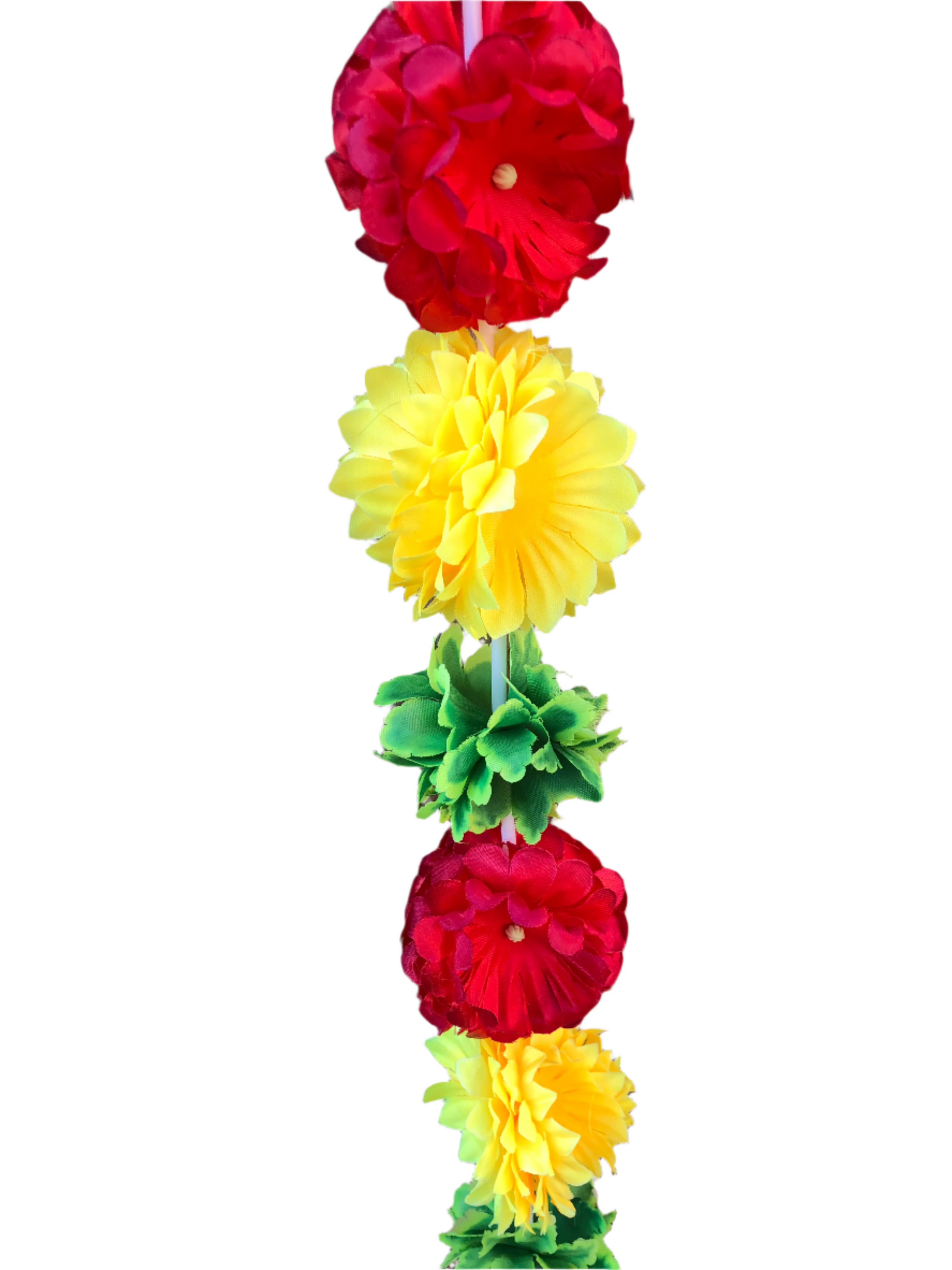 Red & Marigold Yellow Artificial Flowers Deluxe Garlands MX003 – 2 Pack (6ft) | Indian & Pakistani Wedding, Haldi, Mehndi, Sangeet & Festival Décor