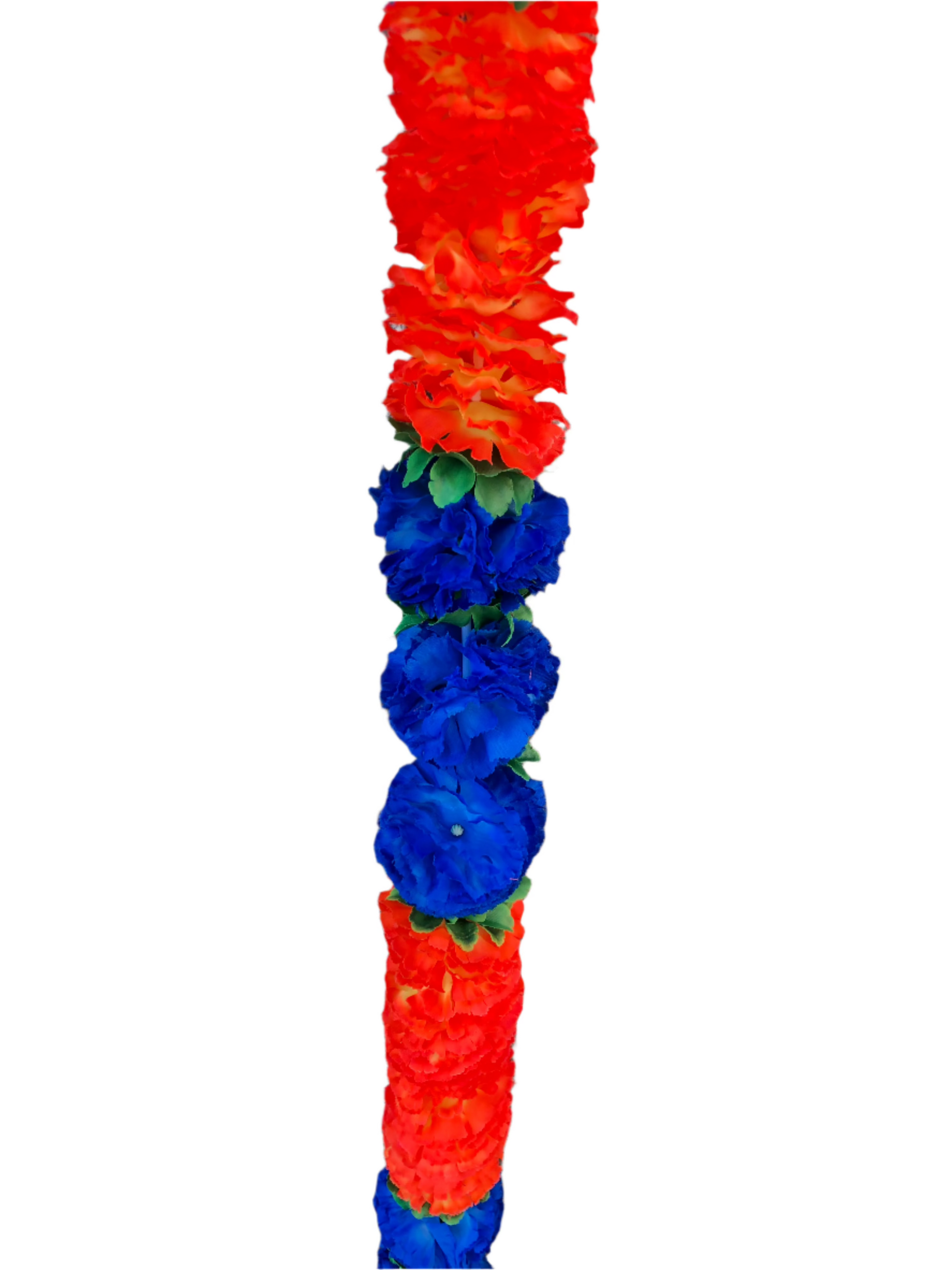 Bright Orange & Royal Blue Fluffy Artificial Flowers Deluxe Garlands MX006 – 2 Pack (6ft) | Indian & Pakistani Wedding, Haldi, Mehndi, Sangeet & Festival Décor