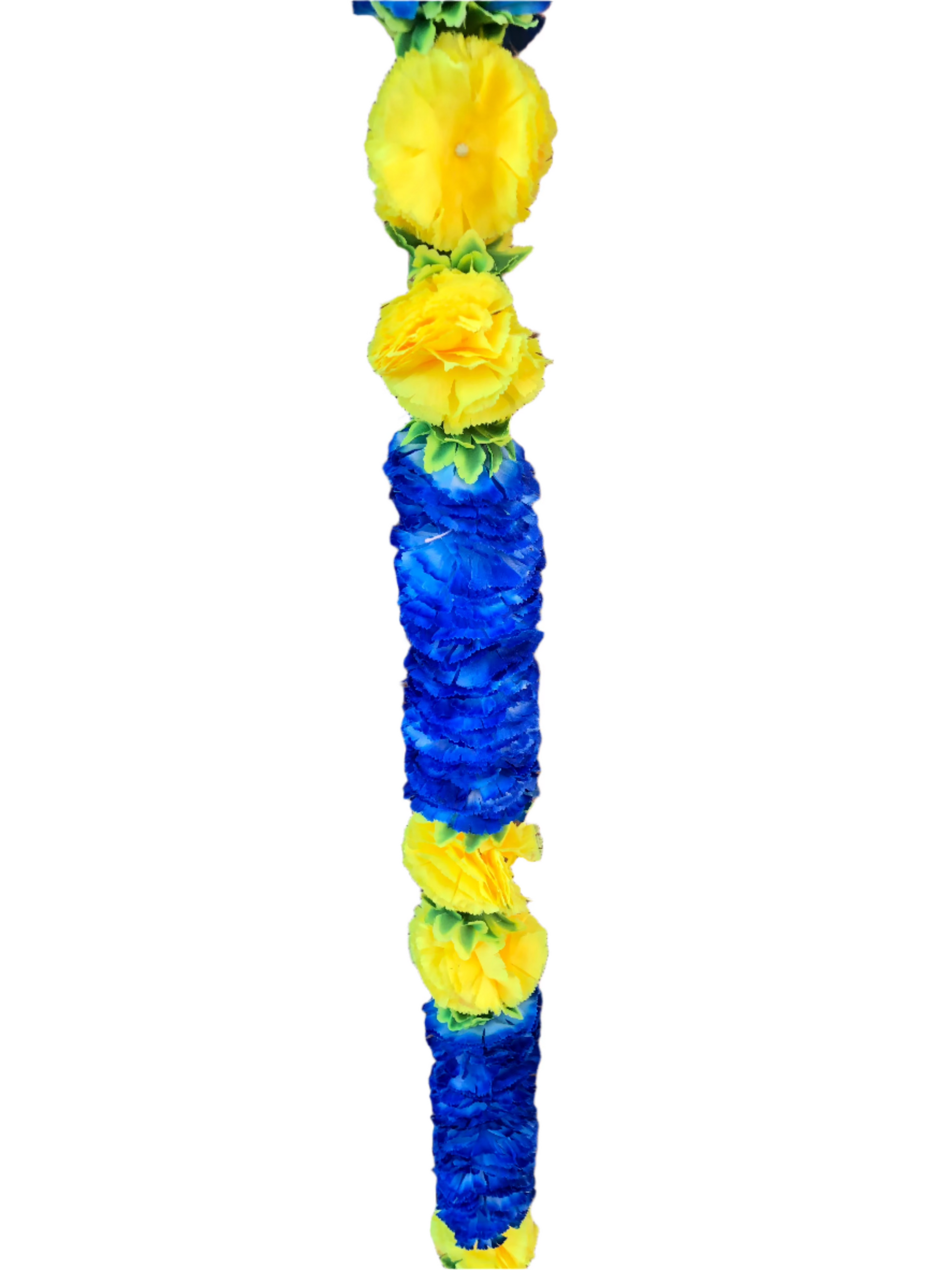 Royal Blue & Yellow Fluffy Artificial Flowers Deluxe Garlands MX008 – 2 Pack (6ft) | Indian & Pakistani Wedding, Haldi, Mehndi, Sangeet & Festival Décor