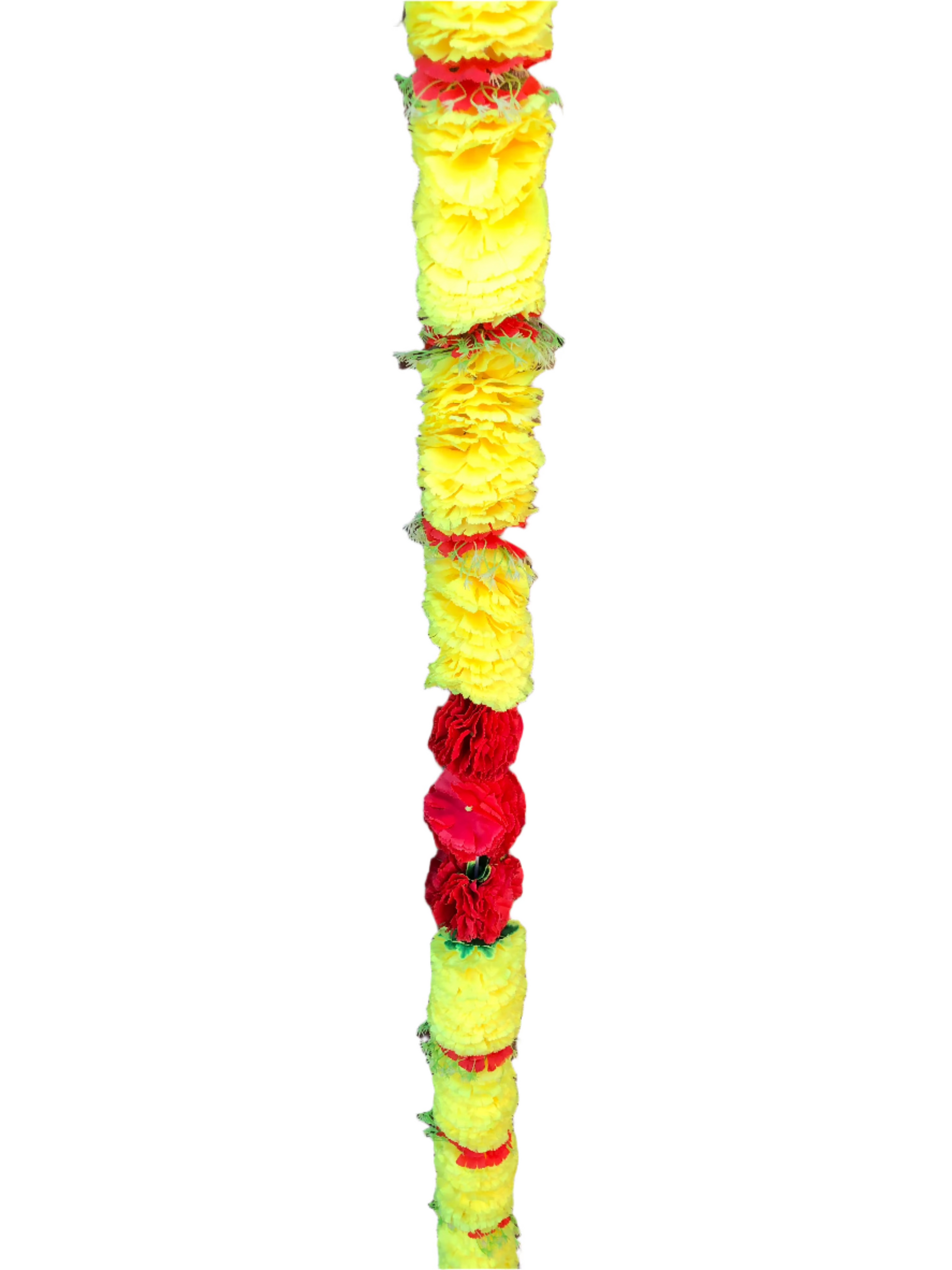 Yellow & Red Fluffy Artificial Flowers Deluxe Garlands MX009 – 2 Pack (6ft) | Indian & Pakistani Wedding, Haldi, Mehndi, Sangeet & Festival Décor