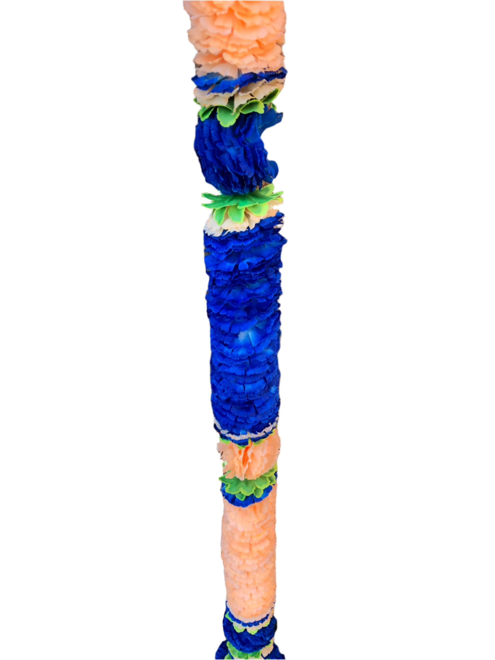 Box Royal Blue & Peach Fluffy Artificial Flowers Deluxe Garlands MX012 – 2 Pack (6ft) | Indian & Pakistani Wedding, Haldi, Mehndi, Sangeet & Festival Décor