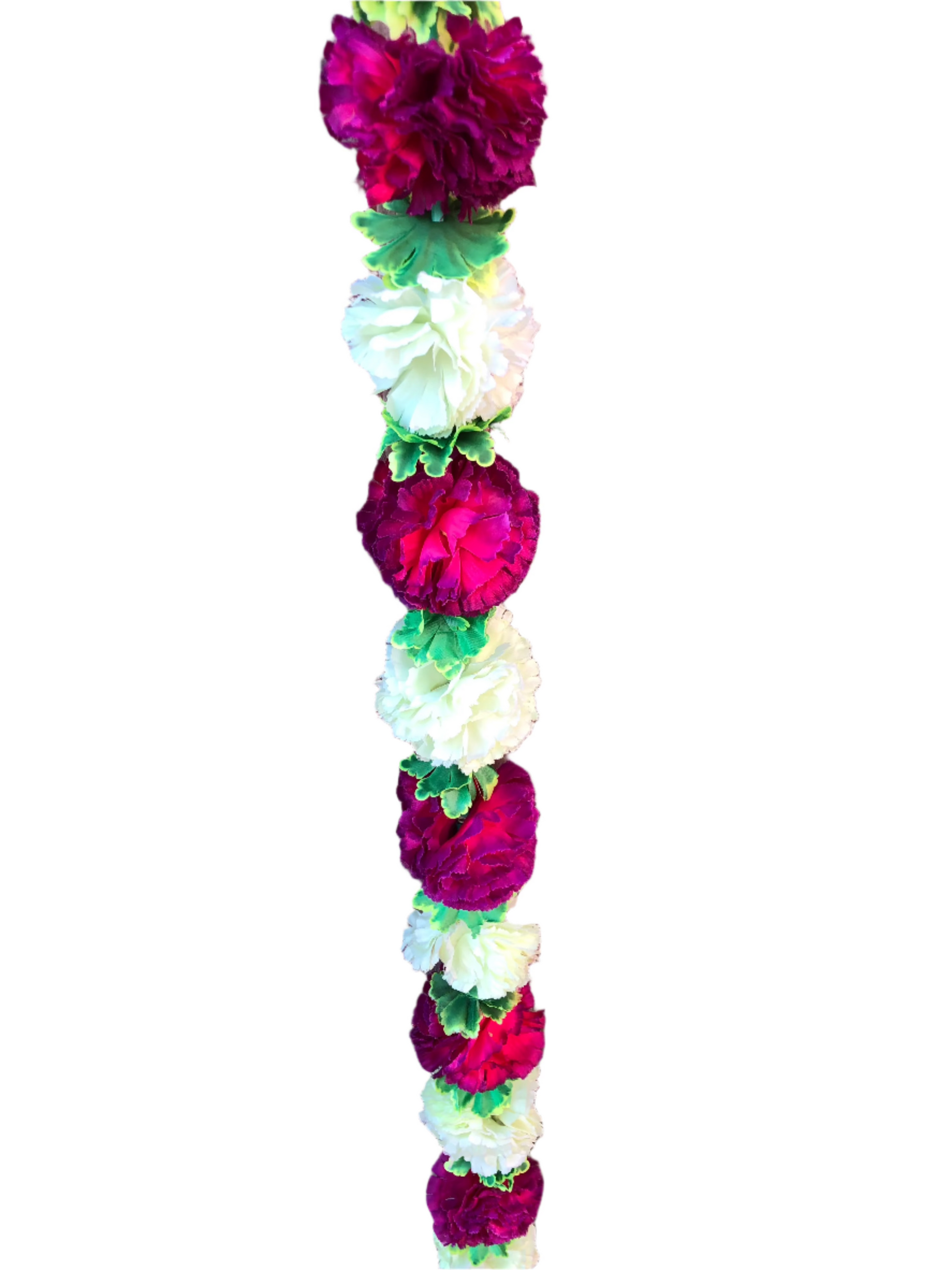Burgundy & Light Lime Fluffy Artificial Flowers Deluxe Garlands MX013 – 2 Pack (6ft) | Indian & Pakistani Wedding, Haldi, Mehndi, Sangeet & Festival Décor
