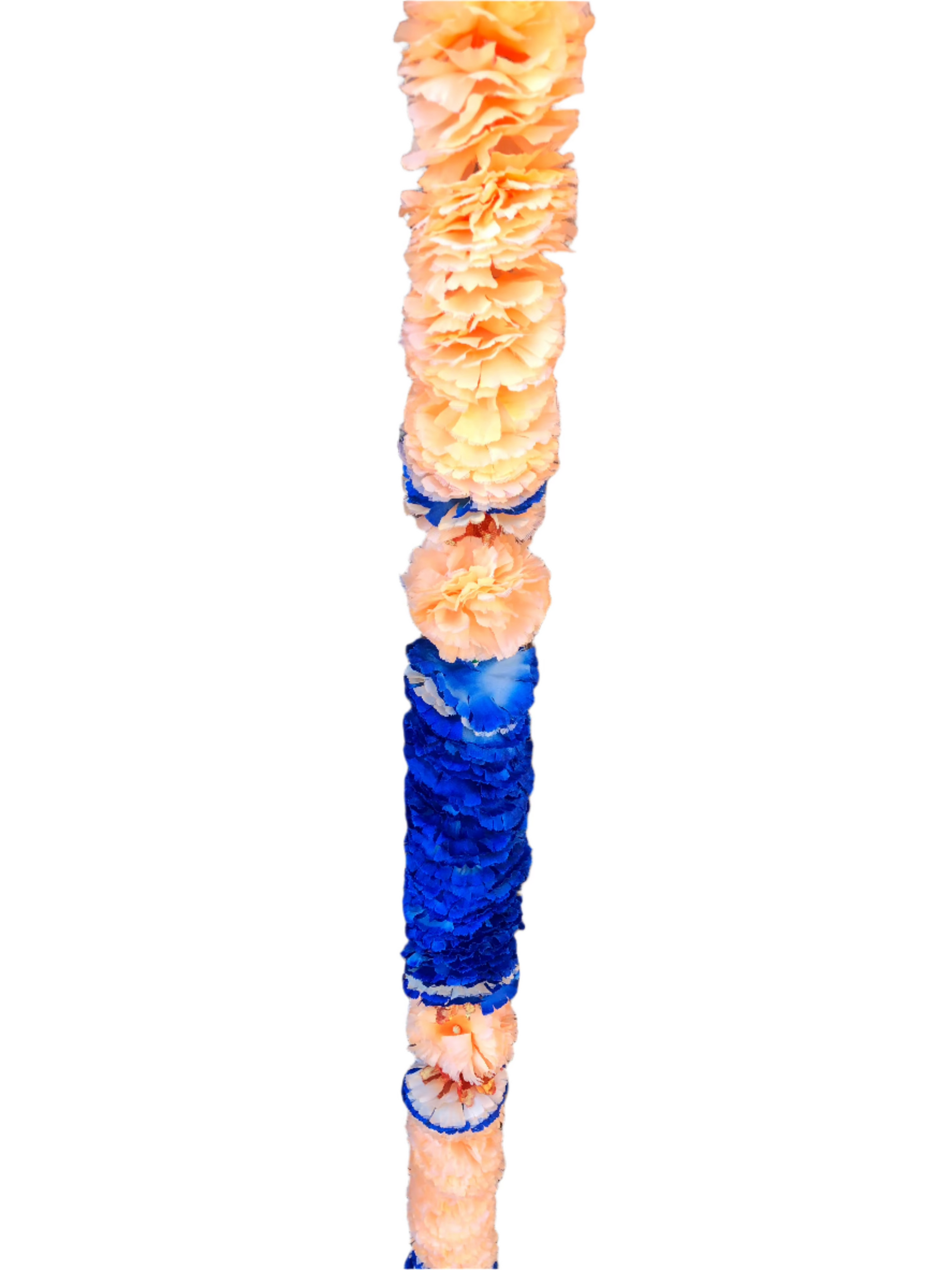 Peach & Blue Artificial Flowers Deluxe Garlands MX016 – 2 Pack (6ft) | Indian & Pakistani Wedding, Haldi, Mehndi, Sangeet & Festival Décor