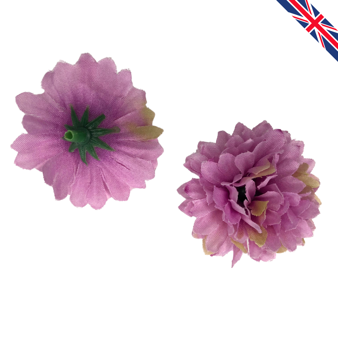 Lavender Artificial Silk Carnation Flower Heads – 50 Pcs (5 cm)