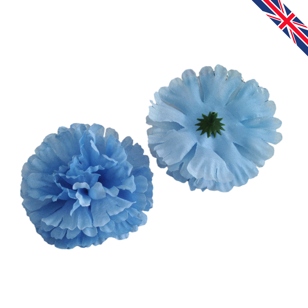 Light Blue Artificial Silk Flower Heads – 50 Pcs (9 cm)
