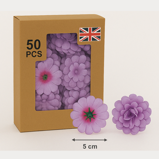 Lilac Artificial Silk Carnation Flower Heads – 50 Pcs (5 cm)
