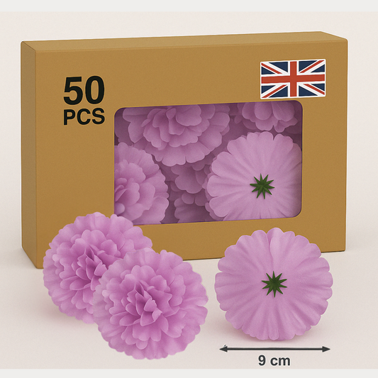 Lilac Artificial Silk Flower Heads – 50 Pcs (9 cm)