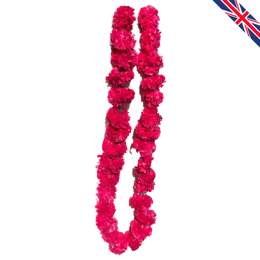 Magenta Artificial Marigold Flower Garlands – 5 Pack (5ft) | Indian & Pakistani Wedding, Haldi, Mehndi, Dholki, Sangeet & Festival Hanging Décor