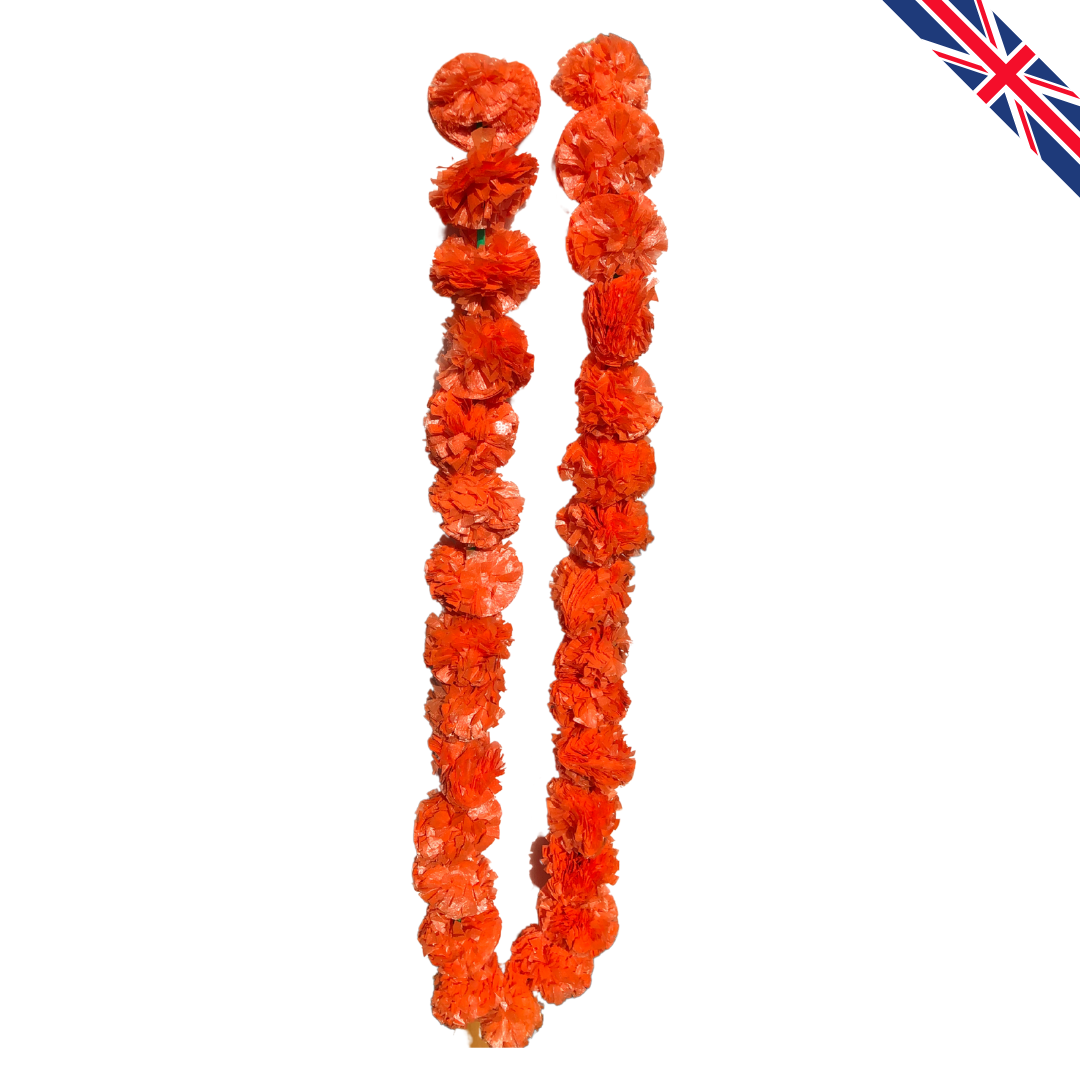 Mango Artificial Marigold Flower Garlands – 5 Pack (5ft) | Indian & Pakistani Wedding, Haldi, Mehndi, Sangeet & Festival Décor