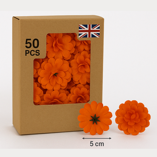 Mango Artificial Silk Carnation Flower Heads – 50 Pcs (5 cm)