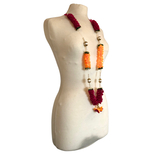 Milni Haar MH021 - Artificial Satin Ribbon Flower Neck Garland (60cm) | Indian & Pakistani Wedding Ceremony