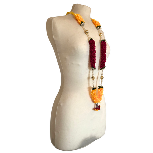 Milni Haar MH022 - Artificial Satin Ribbon Flower Neck Garland (60cm) | Indian & Pakistani Wedding Ceremony
