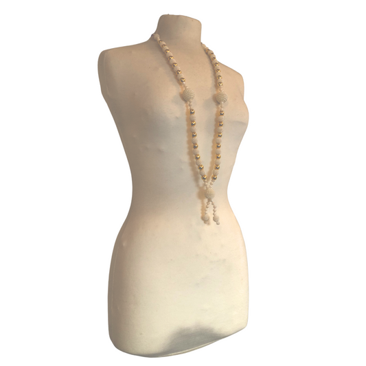 Milni Haar MH032 – White & Gold Neck Garland (60cm) | Indian & Pakistani Wedding Ceremony