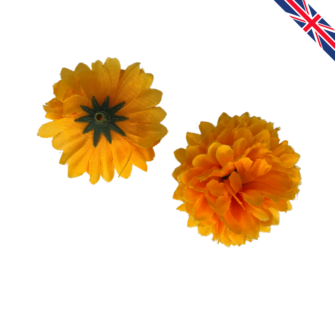 Orange Artificial Silk Carnation Flower Heads – 50 Pcs (5 cm)