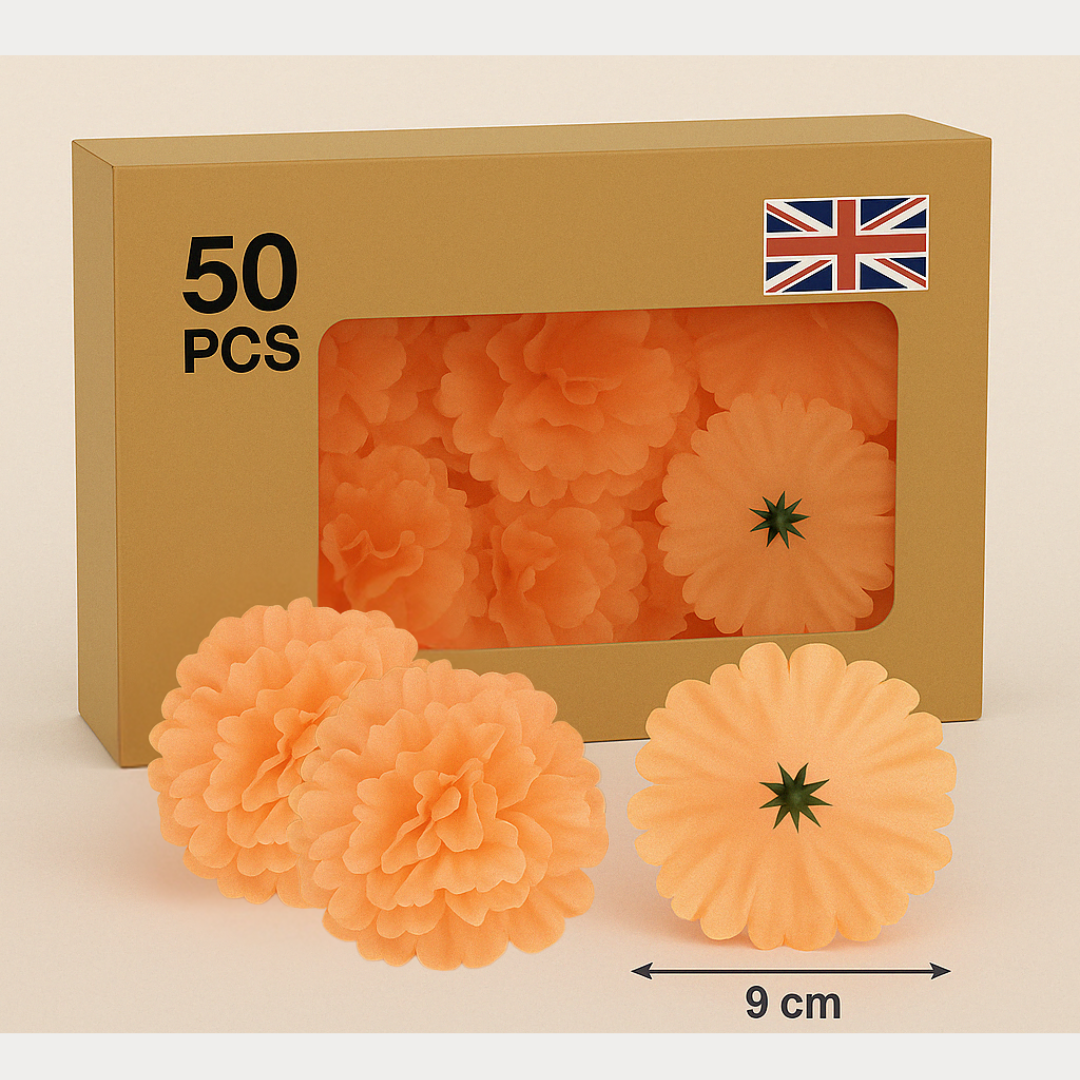 Peach Artificial Silk Flower Heads – 50 Pcs (9 cm)