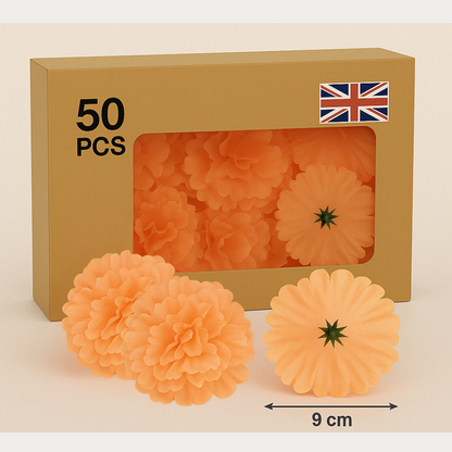 Peach Artificial Silk Flower Heads – 50 Pcs (9 cm)